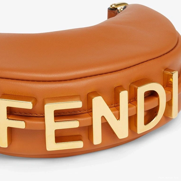 Affordable Bag Brown Leather In Fendigraphy Fendi Hobo Nano Calf 0729
